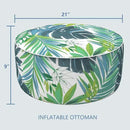LVTXIII Outdoor/Indoor Round Inflatable Ottoman, All Weather Patio Footstool, Portable Footrest Seat for Patio Garden, Camping or Home, 21"x21"x9", Islamorada Blue Green by CozyNest Decor