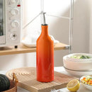 Sweejar Ceramic Olive Oil Dispenser Bottle, 20 Oz EVOO Oil and Vinegar Dispensing Bottle with Spout for Kitchen, Set of 1, 24 Fl Oz (Gradient Orange) by CozyNest Decor