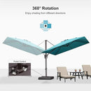 PURPLE LEAF 9 Feet Patio Umbrella Square Cantilever Umbrella Outdoor with 360° Rotation and Aluminum Offset Hanging for Pool Deck Garden Backyard, Turquoise by GreenHaven Gardens