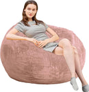 Bean Bag Chairs with Faux Rabbit Fur Cover, 3 ft Giant Memory Foam Bean Bag Chairs for Adults/Teens with Filling,Ultra Soft Faux Fur Fabric, Round Sofa for Living Room Bedroom College Dorm by TinyTreasures Baby Boutique