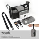 TOPDesign Universal Baby Stroller Organizer, Stroller Caddy with Heightened Insulated Cup Holders & Non-Slip Secure Hooks Accessories, Fits Most Strollers, Machine Washable (Grey) by TinyTreasures Baby Boutique