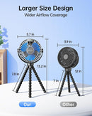 SWEETFULL Portable Stroller Fan with Display 4000mAh Battery Powered Mini Clip On Fan, 4-Speed Rechargeable Small Personal Cooling for Baby Car Seat Crib Travel - Black by TinyTreasures Baby Boutique