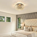 4-Light Black Crystal Chandeliers Flush Mount Chandelier Light Fixture with K9 Crystals Modern Ceiling Lights Elegant Round Lamp for Bedroom,Hallway,Bar,Living Room,Dining Room,H5.9 xW13.7 by CozyNest Decor