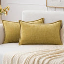 MIULEE Pack of 2 Couch Throw Pillow Covers 12x20 Inch Mustard Yellow Farmhouse Decorative Pillow Covers with Stitched Edge Soft Chenille Solid Dyed Fall Pillow Covers for Sofa Bed Living Room by CozyNest Decor