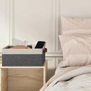 GhvyenntteS Small Fabric Storage Bins 12 Pack, Storage Basket with Leather Handles, Closet Storage Bins for Shelves, Storage Baskets for Shelves, Home, Office (Grey/White, 11.8" x 7.87" x 5.11") by CozyNest Decor