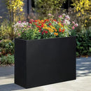 Metal Rectangular Planter Box Tall Planters for Outdoor Plants Modern Heavy Duty with Drainage Holes for Outside Indoor Patio Deck - Black, 32”x 12”x 24” by CozyNest Decor