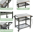Domi 3-Shelf Outdoor Grill Table, Grill Cart with Wheels, Outdoor Pizza Oven and Food Prep Table, Blackstone with Stainless Steel Tabletop, BBQ Stand for Blackstone Griddle for Outside BBQ by CozyNest Decor