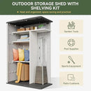 Aoxun Outdoor Resin Storage Shed with Metal Shelving Kit & Floor, 64 Cu.Ft Vertical Waterproof Storage Cabinet for Garage, Pool, Bike, Garden Tools, Patio Furniture (White) by GreenHaven Gardens