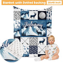 Custom Crib Bedding Set - Woodland Animals Design Personalized Name Baby Nursery Bed 3 Pcs Set - Chic Soft Blanket with Dotted Backing, Sheet, Pillowcase for Newborn Girls Boys Gifts Color10 by TinyTreasures Baby Boutique