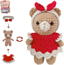 LoopMap Crochet Kit for Beginners - DIY Amigurumi Bear with Removable Dress & Accessories - Step-by-Step Video Tutorials, Extra Yarn, Crochet Tools, Handmade Gift for Kids & Adults (Bear K01, red) by TinyTreasures Baby Boutique