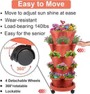 Vertical Planter, 5 Tier Stackable Strawberry Planter with Garden Tool Set, Movable Indoor/Outdoor Garden Herb Pot for Growing Vegetables and Succulents, Red by CozyNest Decor