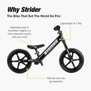 Strider 12” Sport Bike - No Pedal Balance Bicycle for Kids 1 to 4 Years - Includes Safety Pad, Padded Seat, Mini Grips & Flat-Free Tires - Tool-Free Assembly & Adjustments by TinyTreasures Baby Boutique