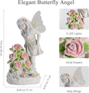 Angel Garden Statue, Guardian Solar Garden Decor with Warm Light, Waterproof Butterfly Angel Figurine with Flowers, Outdoor Garden Decor Sculpture for Lawn Yard Patio Windowsill, White by GreenHaven Gardens