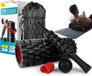 5 in1 Foam Roller Set for Deep Tissue Muscle Massage, High Density Fitness Exercise Foam Roller, Massage Roller, Massage Ball, Resistance Band, for Whole Body (Black) by CozyNest Decor