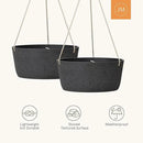 La Jolie Maison Large Hanging Planters - 12 Inch Outdoor Flower Pots, Hanging Garden Planters Set of 2, Black Charcoal by CozyNest Decor