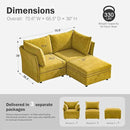 Luxury Modular Sectional Sofa, L-Shaped 3-Seat Couch with Storage Ottoman Deep Seat & Reversible Chaise Lounge Chenille Yellow for Compact Spaces, Apartments, Dorm by CozyNest Decor