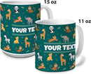 Personalized Mug for Kids - Zoo Animals - Custom Name/Text, Ceramic Hot Chocolate/Cocoa/Coffee Cup for Boys/Girls, Birthday/Christmas/Holiday Gift - 15 oz, Red Handle by TinyTreasures Baby Boutique