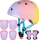 Kids Bike Skateboard Helmet Pad Set,Toddler Cyling Protective Gear Knee & Elbow Pads Wrist Guards for 5-8-10-12-14-16 Years Girls Boys Bicycle Scooter Roller Skate Inline Skating Rollerblading by TinyTreasures Baby Boutique