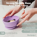 WeeSprout Suction Bowls for Baby & Toddlers (Set of 2) - 100% Silicone w/Plastic Lid - Leak Proof Feeding Supplies - Dishwasher & Microwave Safe Infant Dinnerware w/Extra Strong Base by TinyTreasures Baby Boutique