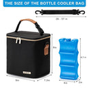 Breastmilk Cooler Bag with Ice Pack Fits 6 Baby Bottles Up to 9 Ounce, Baby Bottle Bag with Shoulder Strap for Nursing Mom Daycare, Black by TinyTreasures Baby Boutique