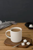 famiware Coffee Mug Set for 4, Star 12 oz Catering Mugs Cup Set with Handle for Coffee, Tea, Cocoa, Milk - Ceramic Stoneware Drinkware Set, Matte White by CozyNest Decor