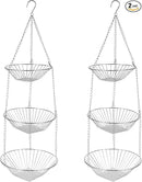 3-Tier Kitchen Wire Storage Basket Hanging Fruit Storage 2 Pack by CozyNest Decor