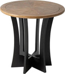 Farmhouse Round End Table with Criss-Cross Wood Legs, Rustic French Country Side Table for Dinning or Living Room, Modern, Black, Natural Wood by CozyNest Decor