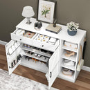 Loomie 5-Tier Shoe Cabinet with 4 Side Cubbies, Farmhouse Shoe Rack Cabinet with 6 Adjustable Shelves & 2 Drawers, Freestanding Shoe Storage Cabinet with 4 Brackets & 2 Hooks for Entryway (White) by CozyNest Decor