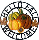 Metal Hanging Pumpkin Hello Fall Welcome Wreath Autumn Fall Harvest Decor for Front Door, Rustic Farmhouse Seasonal Thanksgiving Halloween Decoration-13''H by CozyNest Decor