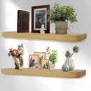 Solid Wood Floating Shelves Set of 2 - Natural, Warp & Crack Resistant 35.43 Inch Wall Shelf with Invisible Brackets Thicker, More Durable for Bathroom, Bedroom, Kitchen, Living Room (Wood, 35.43) by CozyNest Decor