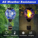 2PCS Solar Hot Air Balloon Lantern with Flickering Flame,Blue Glass Hot Air Balloon Solar Lanterns Outdoor Waterproof Hanging Decorative Light for Patio Porch Yard,Garden Gifts for Women by GreenHaven Gardens