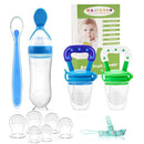 WAJIAYON Baby Fruit Feeder Pacifier - 5 Pack | 2 Baby Food Feeder Pacifier & 1 Infant Food Dispensing Spoon | Fresh Fruit Teethers for Babies | Shower Gifts for Boys and Girls (Blue & Green) by TinyTreasures Baby Boutique