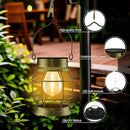 Solar Lantern 2 Pack Solar Outdoor Lights Metal Hanging Lights for Outside Waterproof Retro Design with Edison Bulb Decorative for Patio Porch Fence Garden Lawn by GreenHaven Gardens