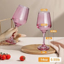 Pink Wine Glasses Set of 6-14oz Pink Long Stem Wine Glass, Pretty Crystal Glassware, Hand Blown Goblets Drinkware, Unique Stemware Wine Glass Holiday Gift Set for Women by CozyNest Decor