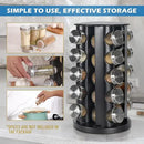 Black Countertop Revolving Spice Rack, Empty 20-Jars Rotating Spice Rack Organizer, Round Carousel Tower, 135 Spice Labels with Funnel Complete Set, for Kitchen Countertop, Cabinet by CozyNest Decor