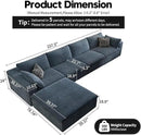157.5" Cloud Couch Modular Sectional Sofa for Living Room,Modern Sofa with Deep Seat，L-Shape Boneless Couch with Ottoman,Comfy Upholstered Corduroy Couches for Apartment, Studio, Office,Bedroom，Blue by CozyNest Decor