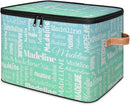 Custom Storage Basket with Name, Personalized Storage Bins with Zipper Lid, Foldable Fabric Storage Box Large capacity with Handle Bright Green Blue by TinyTreasures Baby Boutique