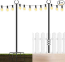 String Lights Poles Outdoor 10.3FT, 2 Pack 2 in 1 Upgraded Metal Light Poles for Hanging String Lights, Outside Lighting Stand with Hooks for Wedding, Parties, Deck, Garden, Fence Decor by GreenHaven Gardens