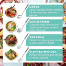 Pleafind 4-Pcs Cooking Utensils Set, Stainless Steel Kitchen Utensils, Wok Utensils Set Include Wok Ladle, Slotted Spoon, Wok Spatula and Slotted Spatula, Dishwasher Safe by CozyNest Decor