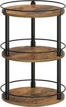 3-Tier Lazy Susan Organizer, Rotating Spice Rack, Spinning Organizer, Industrial Turntable Spice Rack Organizer for Cabinet, Kitchen Countertop, Pantry, Rustic Brown and Black SR23BR by CozyNest Decor