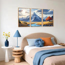 HPNIUB Landscape Mountain Wall Art Set, Rustic River Sunrise Pine Tree Forest Nature Scenry Wilderness Art Print, Farmhouse Grassland Modern Sky Decorative for Living Room, Bedroom, Office-16 x24 x3 by CozyNest Decor
