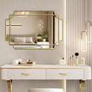 30x20 Inch Gold Bathroom Mirror, Wooden Frame with Scalloped Polished Beveled Glass, Modern Art Wall Decor for Vanity, Irregular Rectangle Mirror for Bedroom, Living Room, Fireplace & Entryway by CozyNest Decor