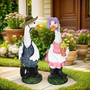 Porch Goose Statue Outfits Large Garden Sculpture Cement Home Outdoor Decorations Lawn Resin Big Duck Figurine Outside Yard Concrete Geese Decor Farmhouse Duckling Couple Dress Up by CozyNest Decor