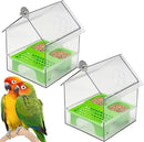 Ziveseller/Sowhathow Pull-Out External Parrot Feeder, Parrot Feeder Parakeet House Bird Bath Transparent Dish Water, Hanging Wild Bird Seed with Squirrel Proof Tray (Green*2) by GreenHaven Gardens