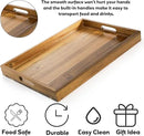 YOUEON 2 Pack Large Acacia Wood Serving Tray with Handles, 17x12 Inch Decorative Wood Trays for Serving Food, Party, Rectangle Ottoman Tray, Coffee Table Trays for Bed, Living Room, Kitchen by CozyNest Decor