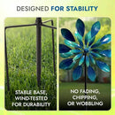 Large Wind Spinners - Decorative Garden Whirligigs - Durable Metal Flower Art - Ideal for Yard Decor and Gifts - Outdoor Accessories - Designed for Patios & Landscapes Blue 24"W x 84"H by CozyNest Decor