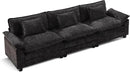 URRED Modular Sectional Sofa Comfy Cloud Couch, Modern Chenille Sofa Sleeper Deep Seat Couches with Ottoman/Pillows for Living Room (Black, 117'') by CozyNest Decor