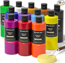 Shuttle Art Acrylic Paint, 12 Colors Acrylic Paint Large Bottle Set, 473ml/16oz Each, Rich Pigments, High Viscosity, Bulk for Artists, Beginners and Kids on Rocks Crafts Canvas Wood by TinyTreasures Baby Boutique