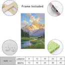 The mountain stream and lawn scenery under the sun is suitable for posting in the living room bedroom office landscape poster wall painting by CozyNest Decor