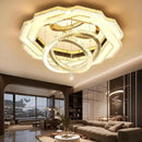 Flashing God Large Crystal Chandelier Dia 48" Gold Chandelier Flush Mount Ceiling Light for Bedroom Living Room Dining Room Hallway Dimmable 3 Rings LED Celing Lighting Fixtures by CozyNest Decor